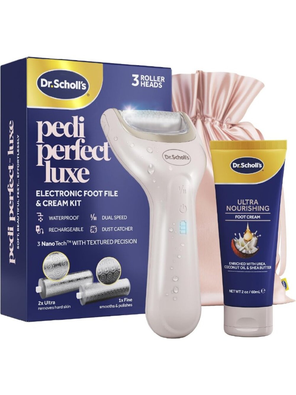 Electric Foot File & Nourishing Cream Pedicure Kit - Soft Smooth Feet